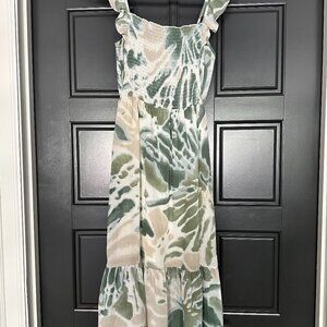 Smocked Vestique midi dress